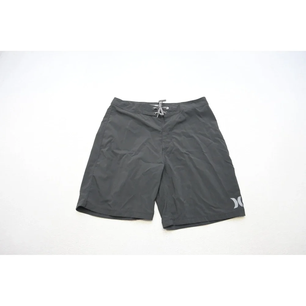 Hurley Board Shorts Mens 31 Black Solid Swim Trunks Lace Up Pocket Excellent